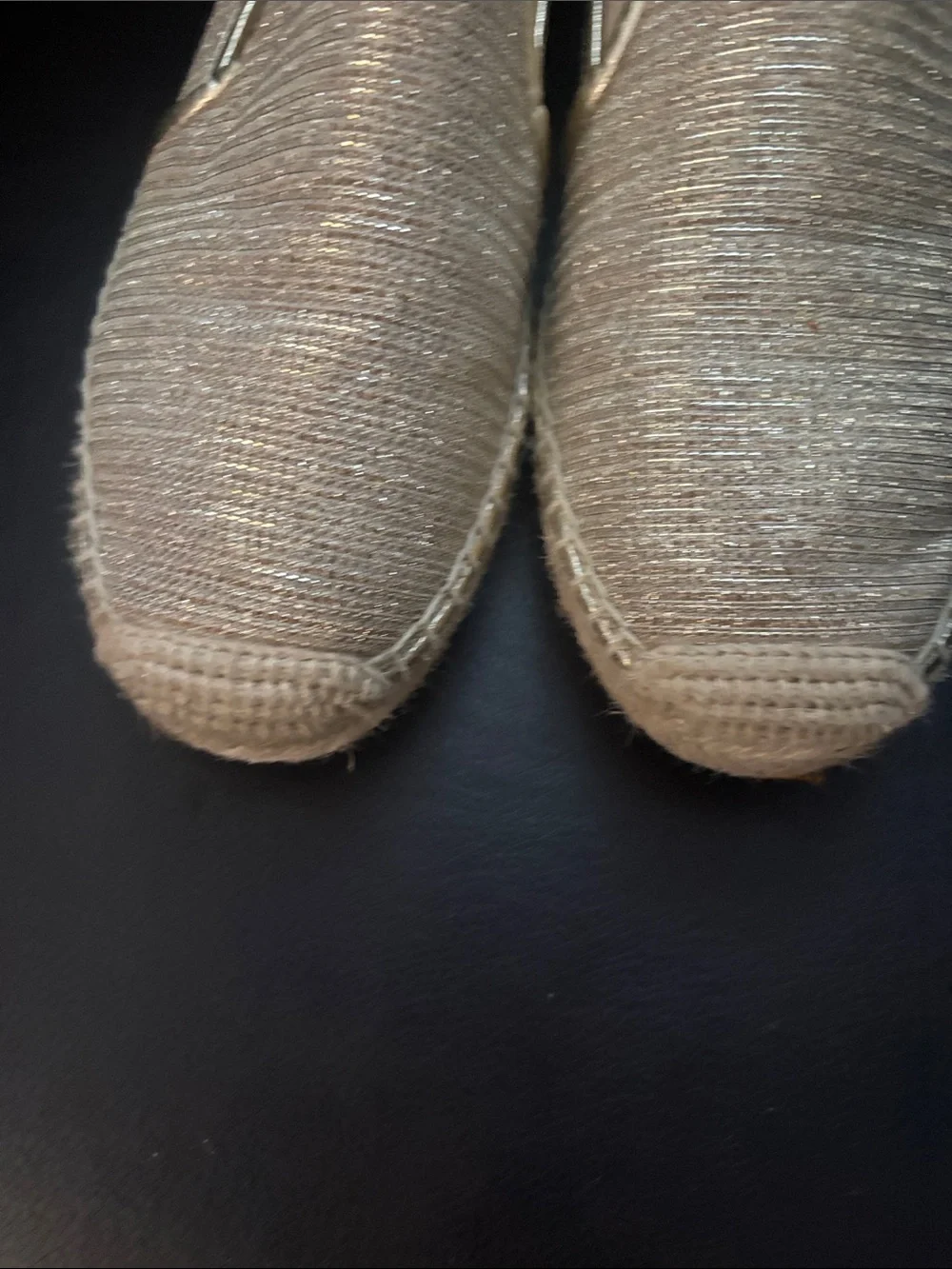 Michael Kors Metallic Beige Woven Espadrille Slip-Ons